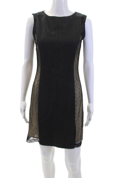 Rag & Bone Women's Round Neck Sleeveless Lace Trim Mini Dress Black Size 4