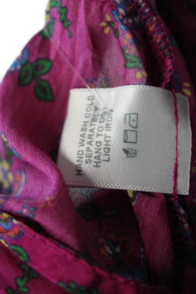 Xirena Womens Floral Print Button Down Tank Top Pink Cotton Size Extra Small