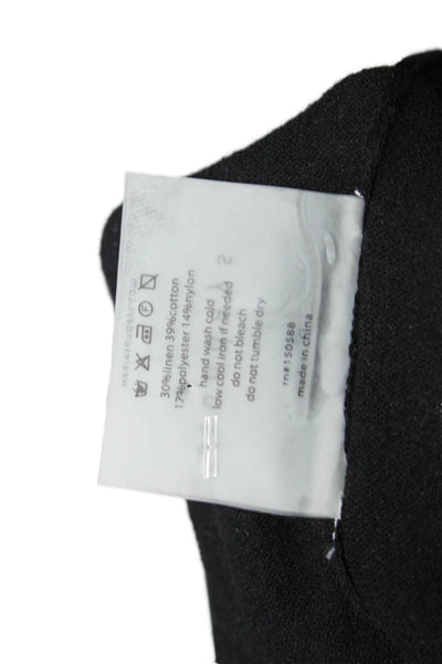 Sundays Womens Linen Blend Long Sleeves Open Front Duster Sweater Black Size 1