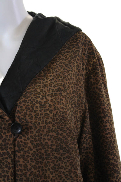 Bottega Veneta Womens Button Front Leopard Reversible Jacket Brown Black Medium