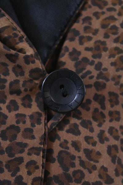 Bottega Veneta Womens Button Front Leopard Reversible Jacket Brown Black Medium