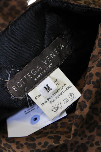Bottega Veneta Womens Button Front Leopard Reversible Jacket Brown Black Medium