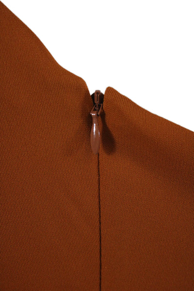 Nicholas Women's Asymmetrical Ruched Slit Hem Maxi Dress Brown Size 6