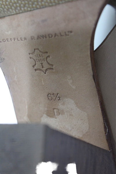 Loeffler Randall Womens Block Heel Studded Cross Strap Sandals Brown Leather 6.5