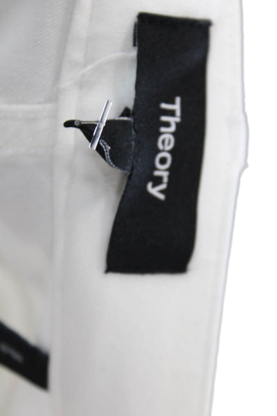 Theory Womens Mid Rise Flare Leg Cropped Trouser Pants White Cotton Size 4