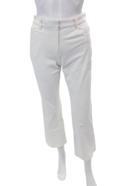 Theory Womens Zipper Fly Mid Rise Flare Cropped Trouser Pants White Size 4