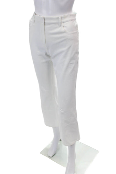Theory Womens Zipper Fly Mid Rise Flare Cropped Trouser Pants White Size 4