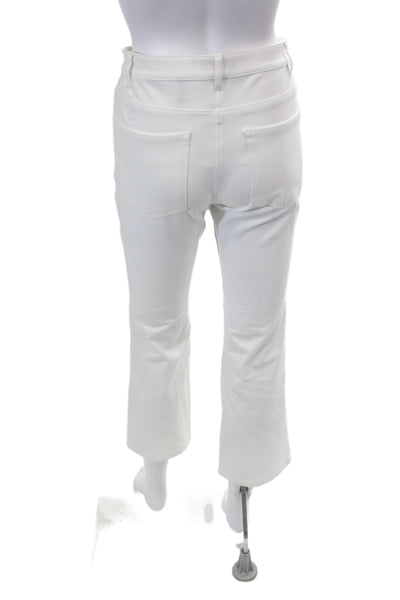 Theory Womens Zipper Fly Mid Rise Flare Cropped Trouser Pants White Size 4