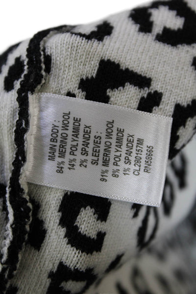 Classiques Entier Womens Wool Blend Animal Print Cardigan Sweater Black Size L
