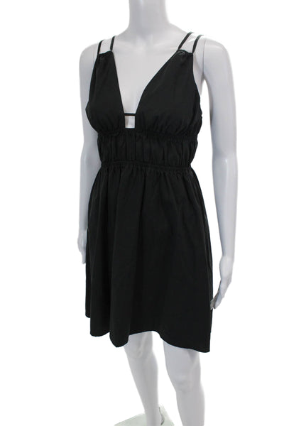 Rails Womens Spaghetti Strap V Neck Knee Length Shift Dress Black Size Small