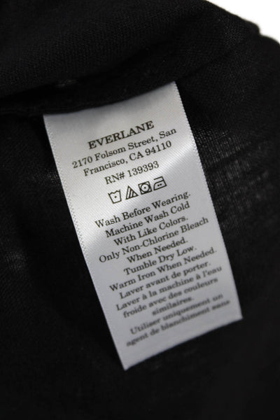 Everlane Womens Linen Scoop Neck Short Sleeve Blouse Top Black Size XXS