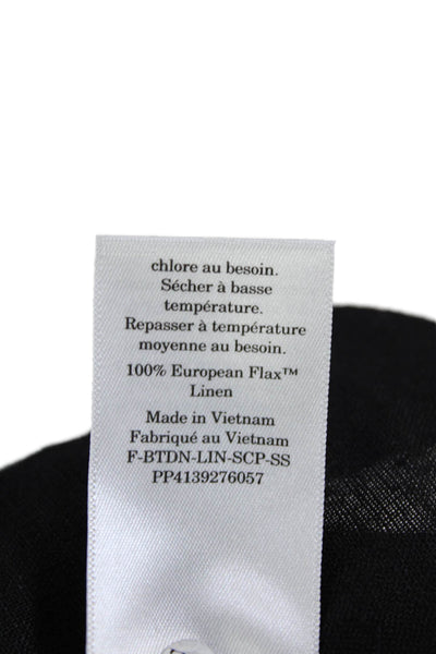 Everlane Womens Linen Scoop Neck Short Sleeve Blouse Top Black Size XXS