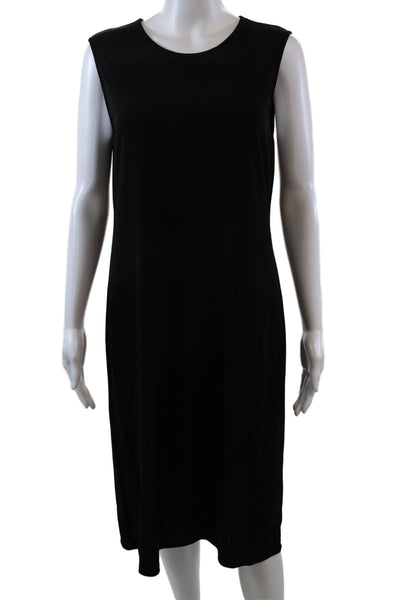DKNY Women's Sleeveless Round Neck Mini Shift Dress Black Size L
