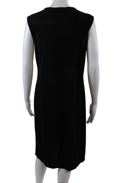 DKNY Women's Sleeveless Round Neck Mini Shift Dress Black Size L