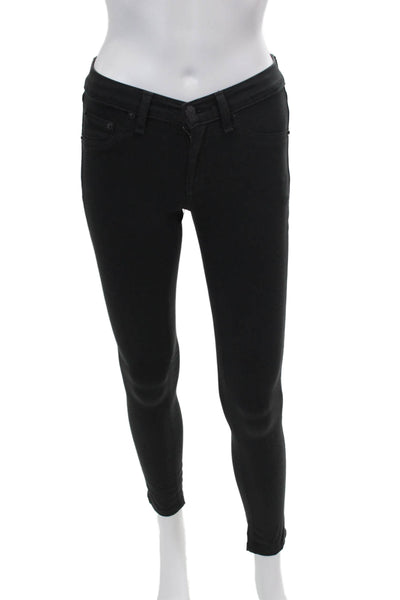 Rag & Bone Womens Cotton Mid Rise Five Pocket Skinny Jeans Black Size 24