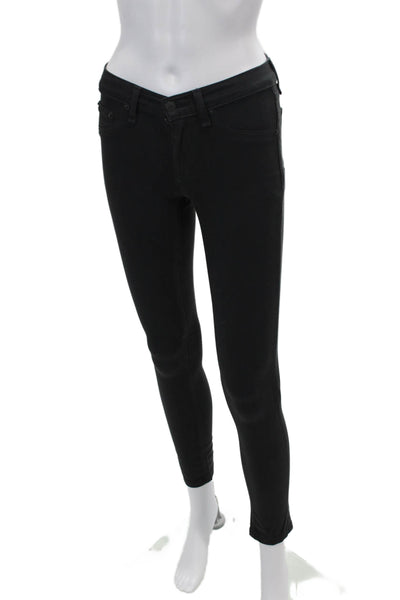Rag & Bone Womens Cotton Mid Rise Five Pocket Skinny Jeans Black Size 24