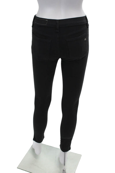 Rag & Bone Womens Cotton Mid Rise Five Pocket Skinny Jeans Black Size 24