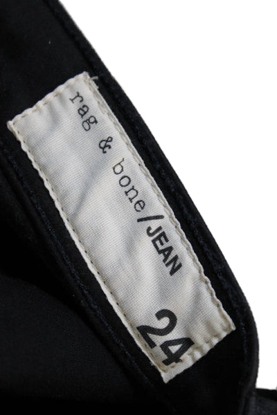 Rag & Bone Womens Cotton Mid Rise Five Pocket Skinny Jeans Black Size 24