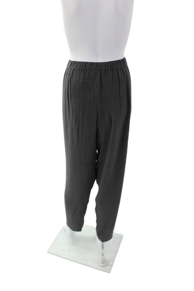 Eileen Fisher Womens Silk Elastic Waist Slouchy Pants Gray Size L
