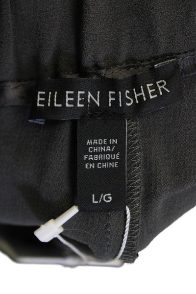 Eileen Fisher Womens Silk Elastic Waist Slouchy Pants Gray Size L