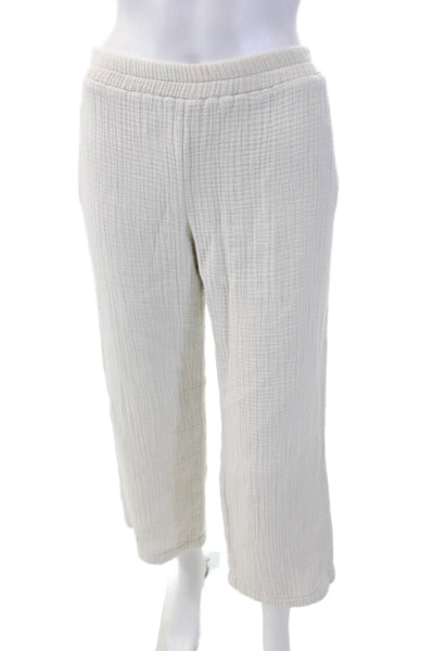 Sablyn Womens Textured Cotton Elastic Waistband Lined Pants White Size XS