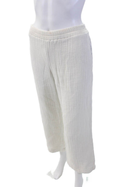 Sablyn Womens Textured Cotton Elastic Waistband Lined Pants White Size XS