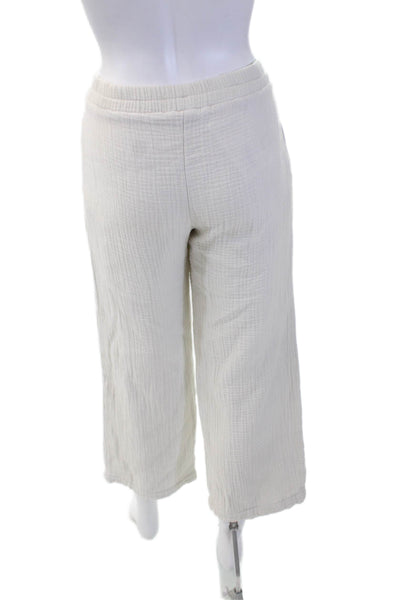 Sablyn Womens Textured Cotton Elastic Waistband Lined Pants White Size XS