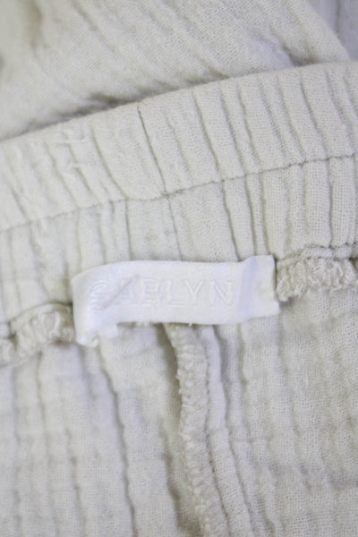 Sablyn Womens Textured Cotton Elastic Waistband Lined Pants White Size XS