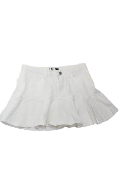 I Am Gia Womens Cotton Zip Button Lined Short Tier Skirt White Size XXS