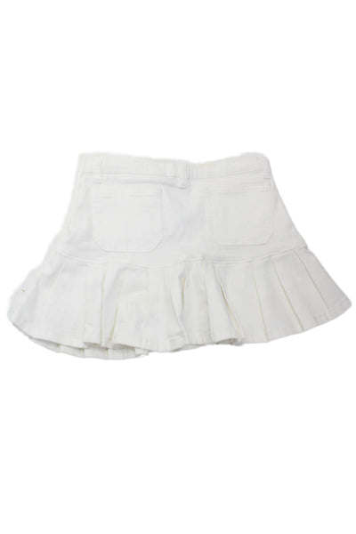 I Am Gia Womens Cotton Zip Button Lined Short Tier Skirt White Size XXS