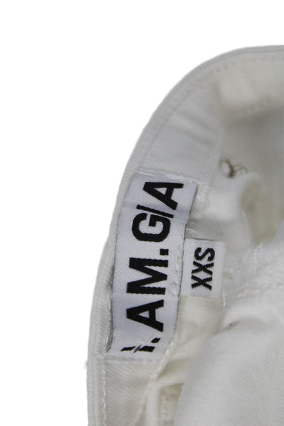 I Am Gia Womens Cotton Zip Button Lined Short Tier Skirt White Size XXS