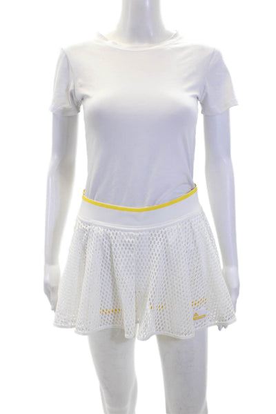 Stella McCartney Womens Textured Elastic Waistband Lined Skirt White Size S