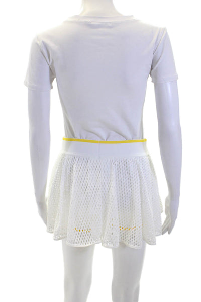 Stella McCartney Womens Textured Elastic Waistband Lined Skirt White Size S