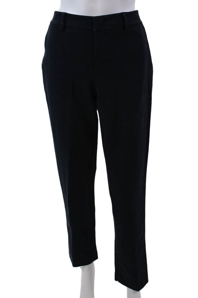 Vince Womens Cotton Zippered Pocketed Straight Leg Trousers Blue Size 8