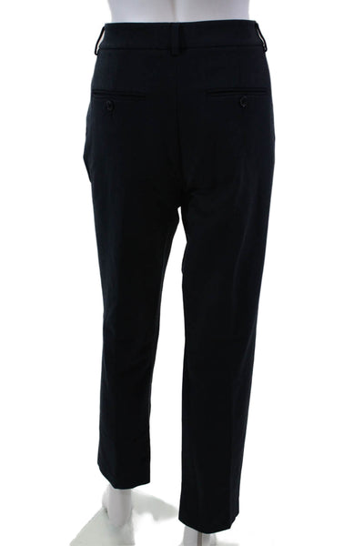 Vince Womens Cotton Zippered Pocketed Straight Leg Trousers Blue Size 8