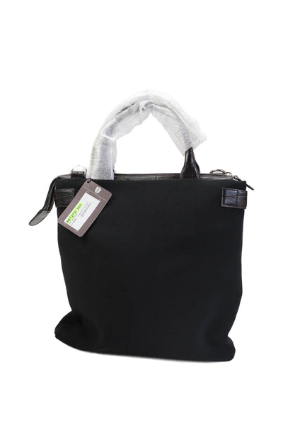 Tardini Womens Textured Silver Hardware Full Zip Square Crossbody Bag Black OS