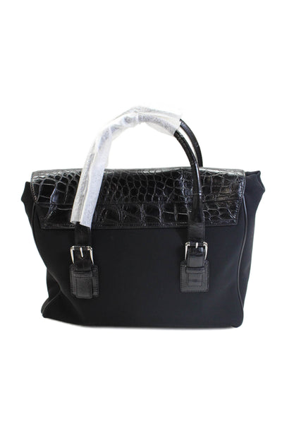 Tardini Womens Textured Lined Buckle Flap Close Briefcase Bag Black OS