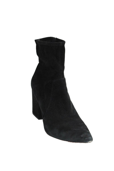 Loeffler Randall Womens Suede Block Heels Ankle Boots Shoes Black Size 11B