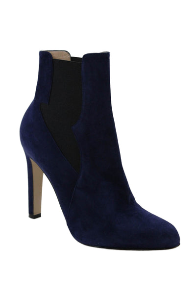 Paul Andrew Womens Suede Slip On Stiletto Heel Ankle Boots Blue Size EUR 37