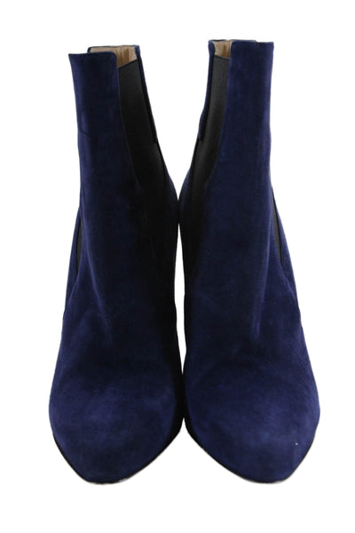 Paul Andrew Womens Suede Slip On Stiletto Heel Ankle Boots Blue Size EUR 37