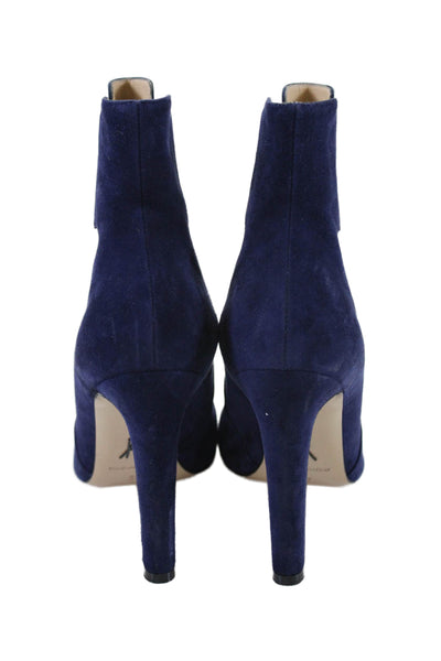 Paul Andrew Womens Suede Slip On Stiletto Heel Ankle Boots Blue Size EUR 37