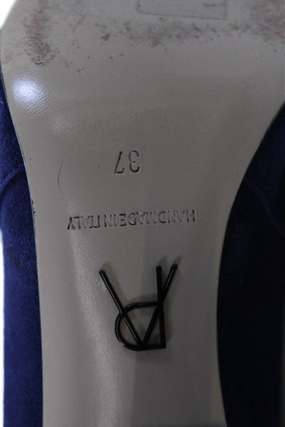 Paul Andrew Womens Suede Slip On Stiletto Heel Ankle Boots Blue Size EUR 37