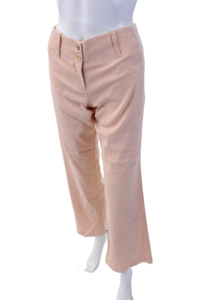 Theory Womens Zipper Fly Mid Rise Straight Leg Linen Pants Peach Size 6