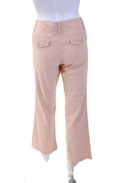 Theory Womens Zipper Fly Mid Rise Straight Leg Linen Pants Peach Size 6