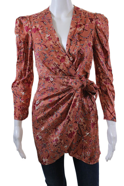 Etoile Isabel Marant Womens Textured Long Sleeve Floral Blouse Orange Size M