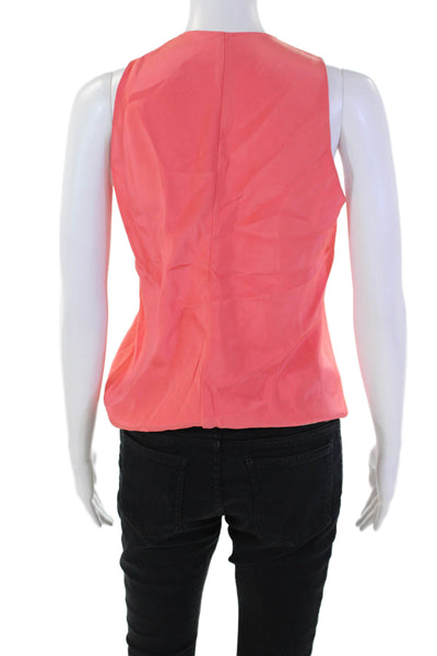 Designer Womens Silk Deep V-Neck Sleeveless Crossed Blouse Cantaloupe Size XS LL