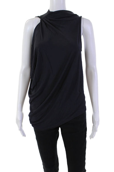 Costello Tagliapietra Womens Echo Asymmetrical Neckline Blouse Midnight Size S