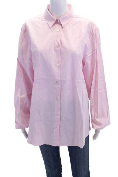 Sharis Place Womens Button Front Long Sleeve Collared Oxford Shirt Pink IT 48