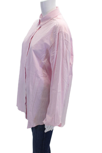 Sharis Place Womens Button Front Long Sleeve Collared Oxford Shirt Pink IT 48