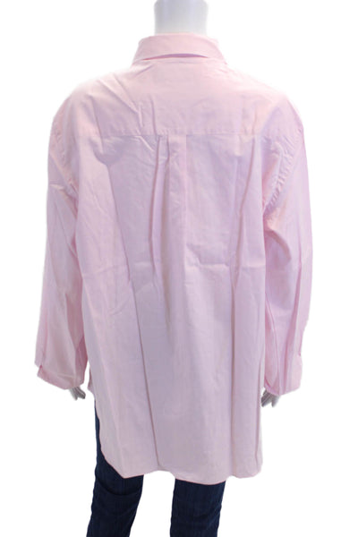 Sharis Place Womens Button Front Long Sleeve Collared Oxford Shirt Pink IT 48